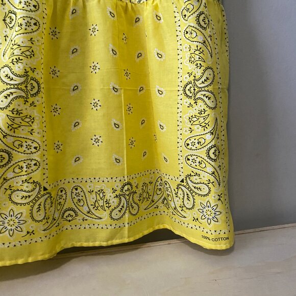 Handmade Plus Size Cotton Lightweight Yellow Paisley Print Crochet Straps Dress - Picture 8 of 14